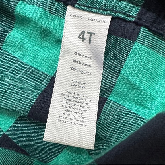 ⭐️ 5 for $25 OshKosh B'gosh Green & Black Plaid Kids Shirt Size 4 T - Picture 4 of 4